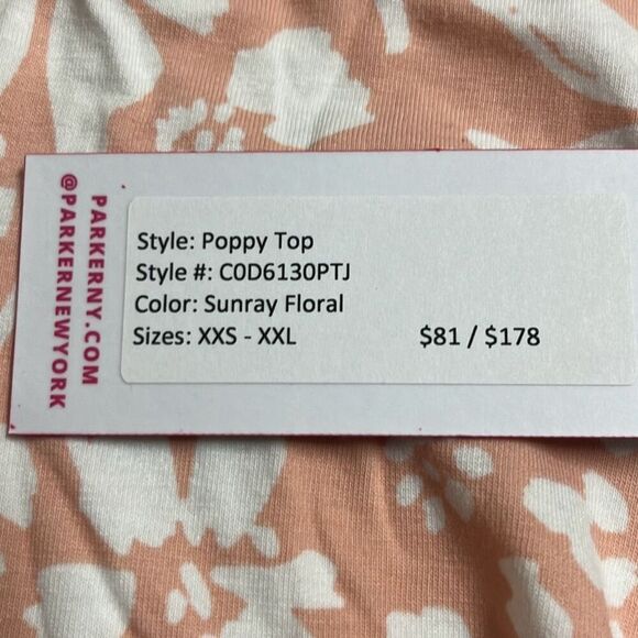 Parker Orange Floral Poppy Top Small Short Puff Sleeves Ruffles NWT $178 MSRP - Picture 8 of 10